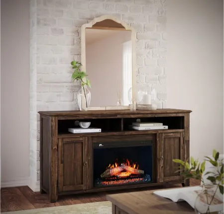Bakersfield TV Stand w/ Electric Fireplace in Brown by Jofran