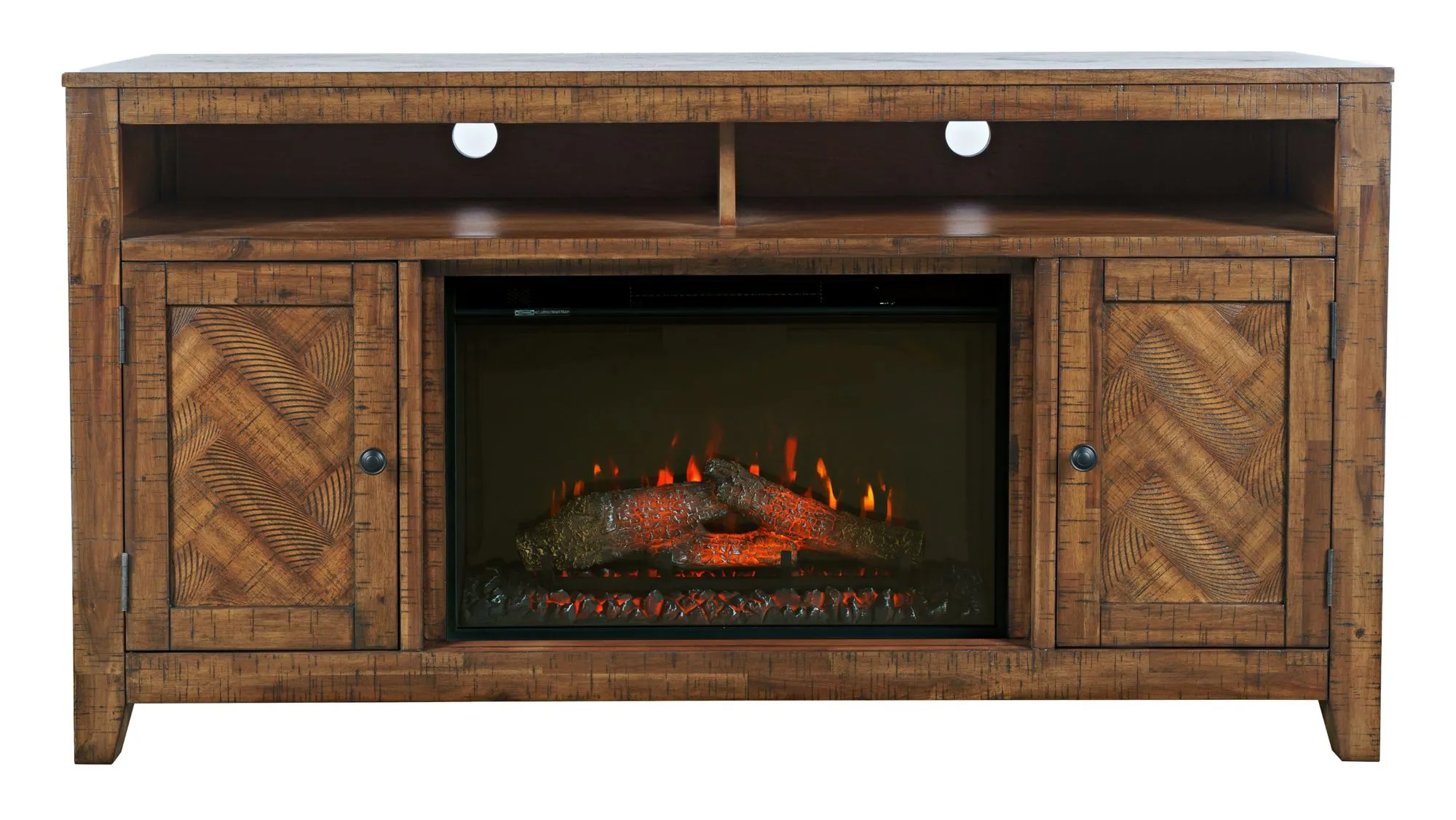 Fairview TV Stand w/ Electric Fireplace in Oak Dark Brown by Jofran