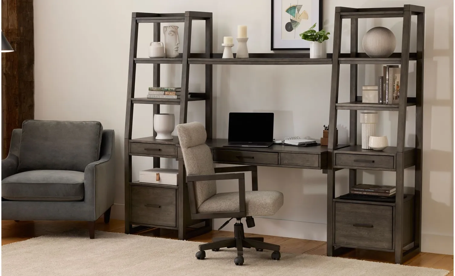 Minot 3pc Home Office Wall in Gray by Bellanest