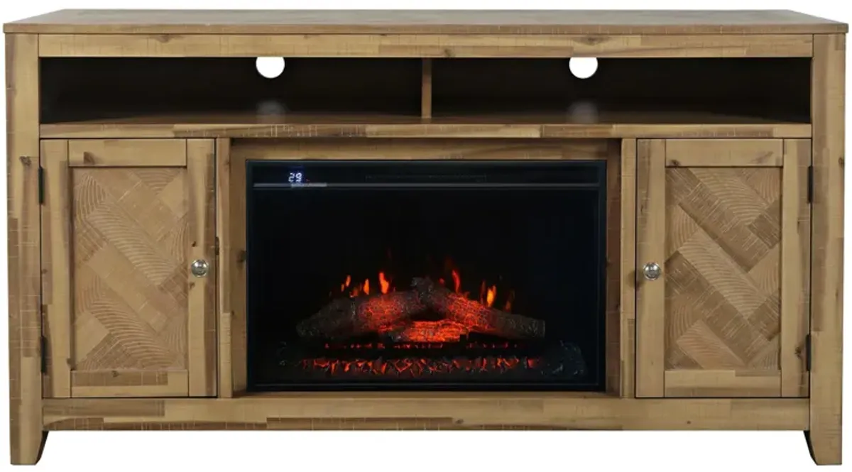 Fairview TV Stand w/ Electric Fireplace in Bryce Light Brown by Jofran