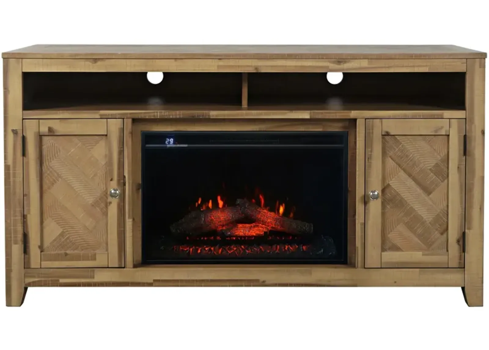 Fairview TV Stand w/ Electric Fireplace in Bryce Light Brown by Jofran