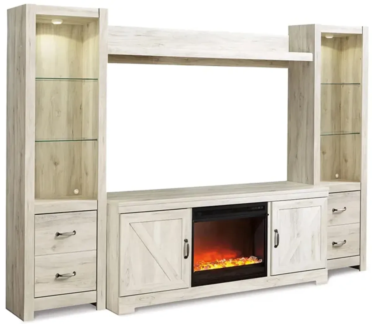 Bellaby 4-pc. Entertainment Center & Fireplace in Whitewash by Ashley Furniture