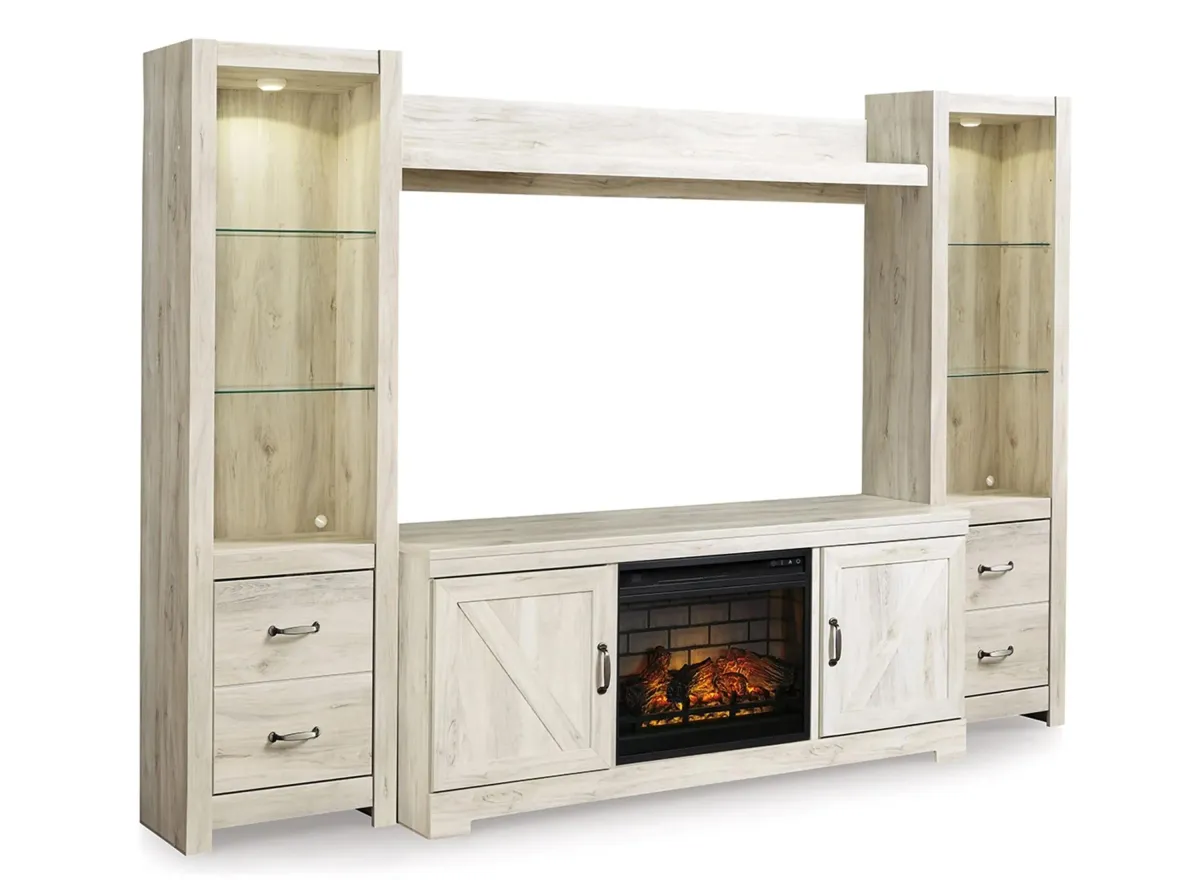 Bellaby 4-pc. Entertainment Center & Fireplace in Whitewash by Ashley Furniture