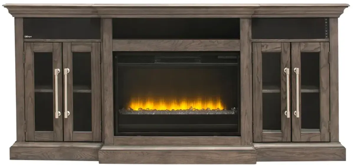 Elise 72" TV Console w/ Electric Fireplace in Oak by Twin-Star Intl.