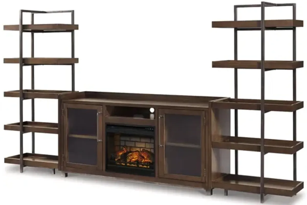 Paddon 3-pc. Entertainment Center & Fireplace in Brown/Gunmetal by Ashley Furniture