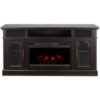 Stowe Mountain Media Mantel with Firebox in Espresso by Twin-Star Intl.