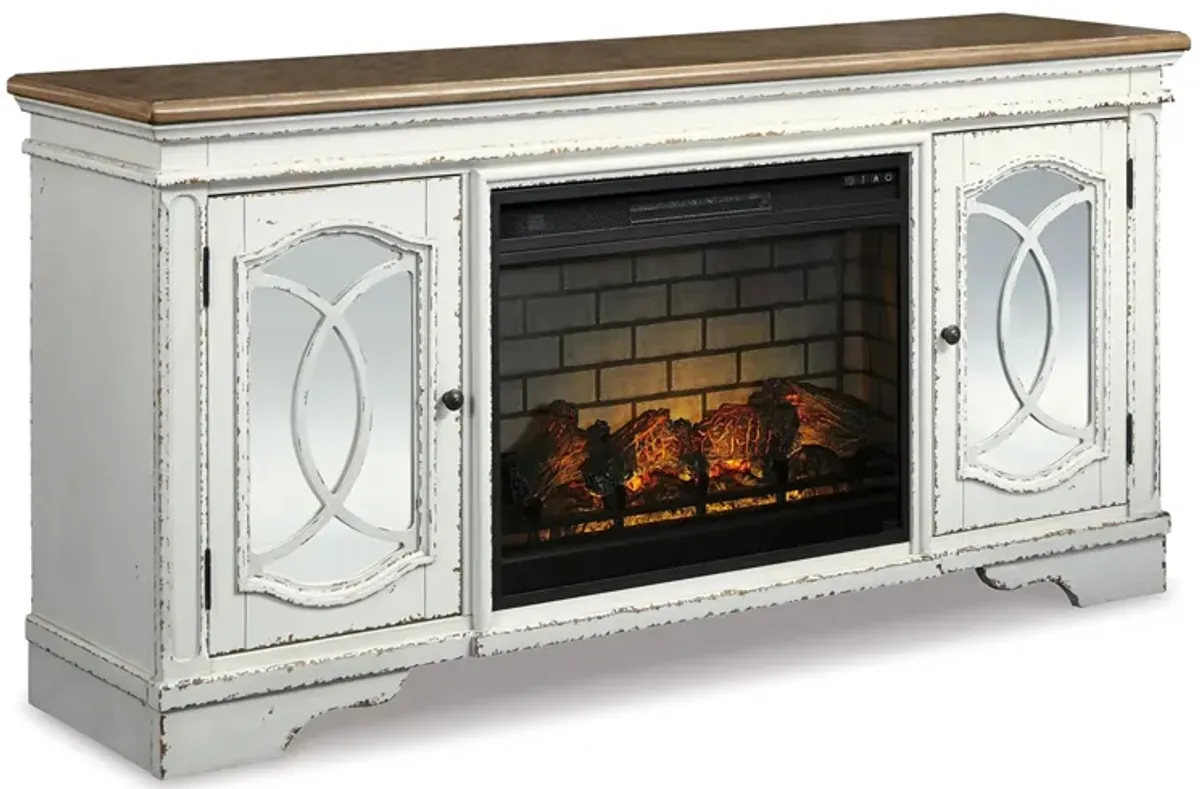 Libbie TV Stand & Fireplace in Chipped White by Ashley Furniture