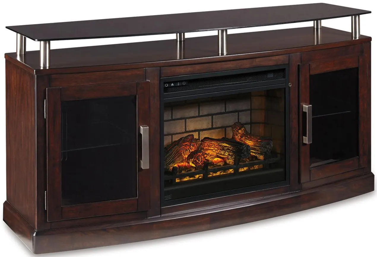 Chanceen TV Stand & Fireplace in Dark Brown by Ashley Furniture