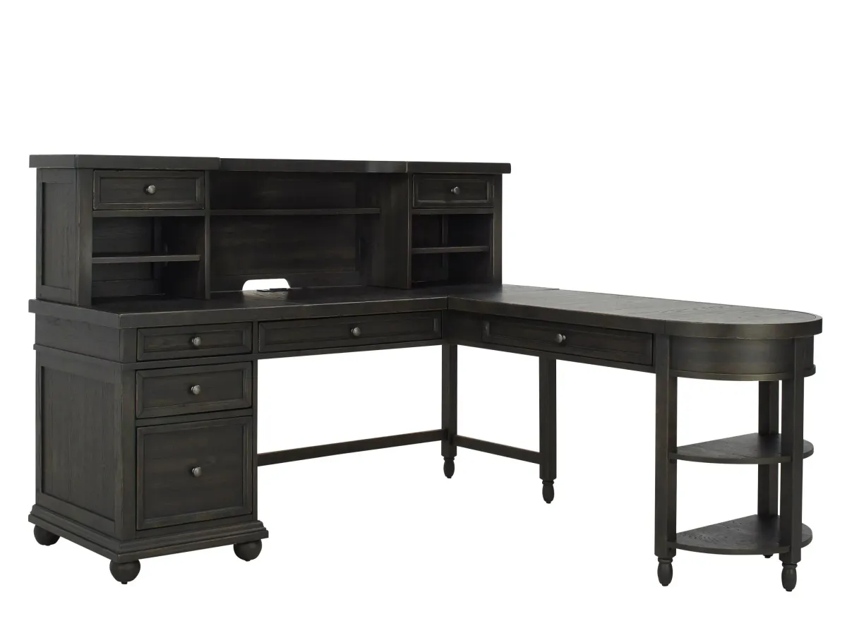 Manitoba 4-pc. L-Shaped Desk in Chalkboard Finish by Liberty Furniture