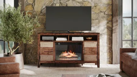 Painted Canyon TV Stand w/ Electric Fireplace in Brown by Jofran