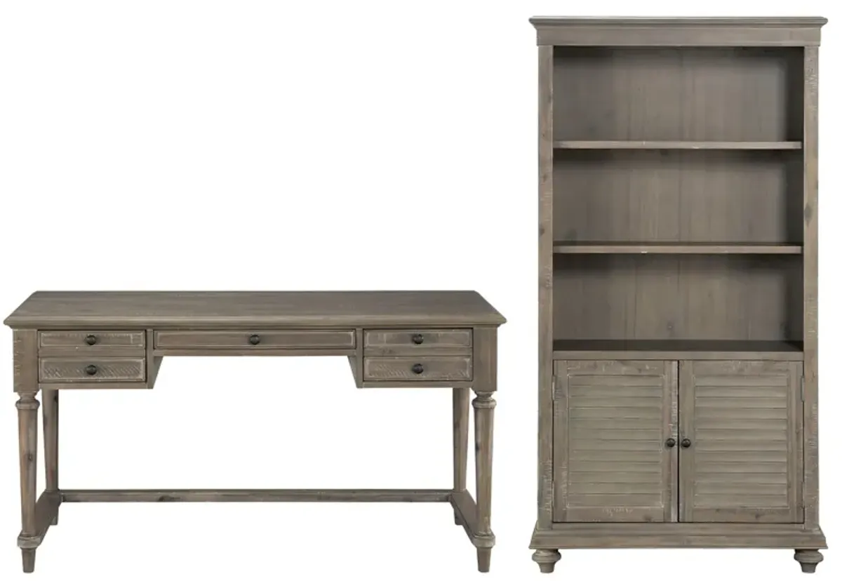 Larkin 2-pc. Home Office Set W/ Writing Desk in Driftwood Light Brown by Homelegance