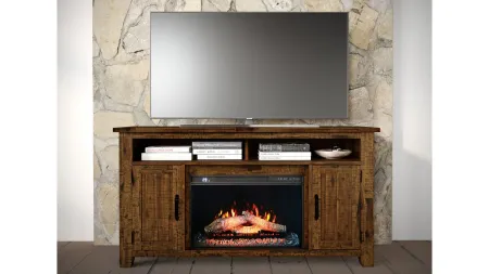 Cannon Valley TV Stand w/ Electric Fireplace in Brown by Jofran