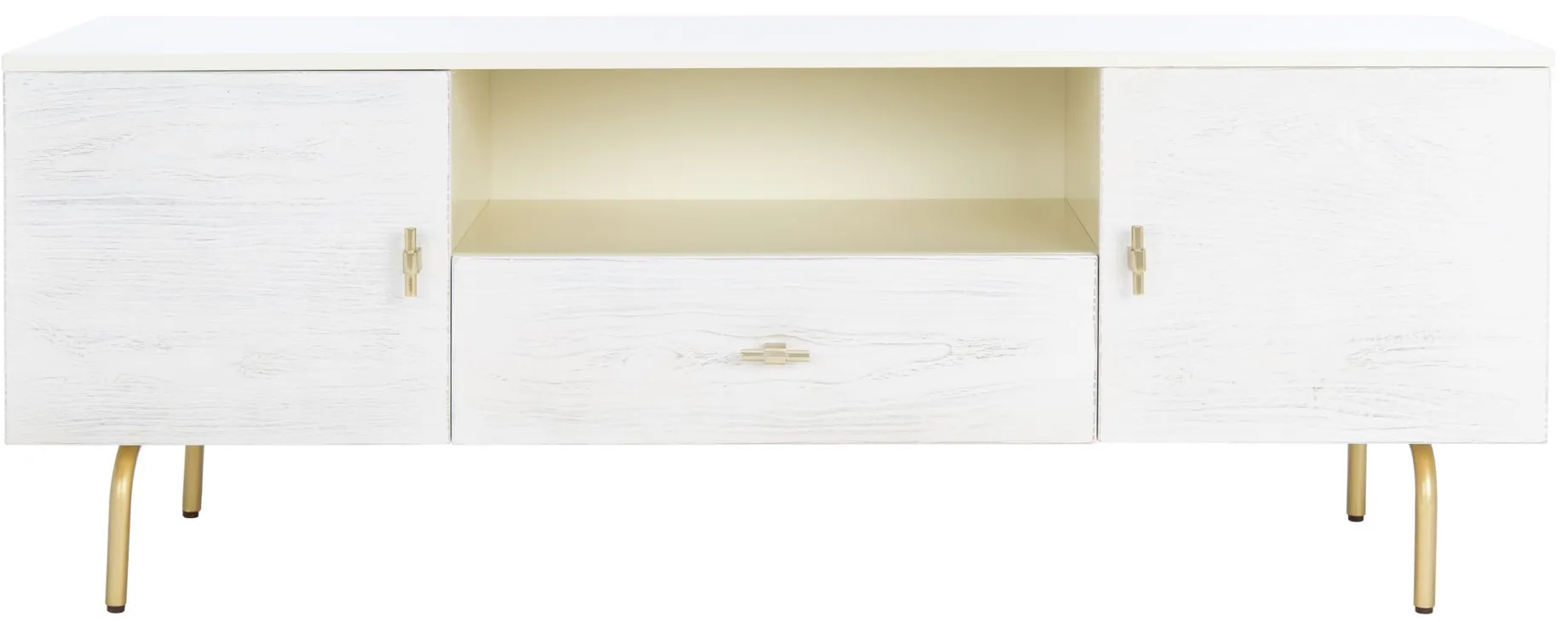 Oakley Media Stand in Cream / White Washed by Safavieh