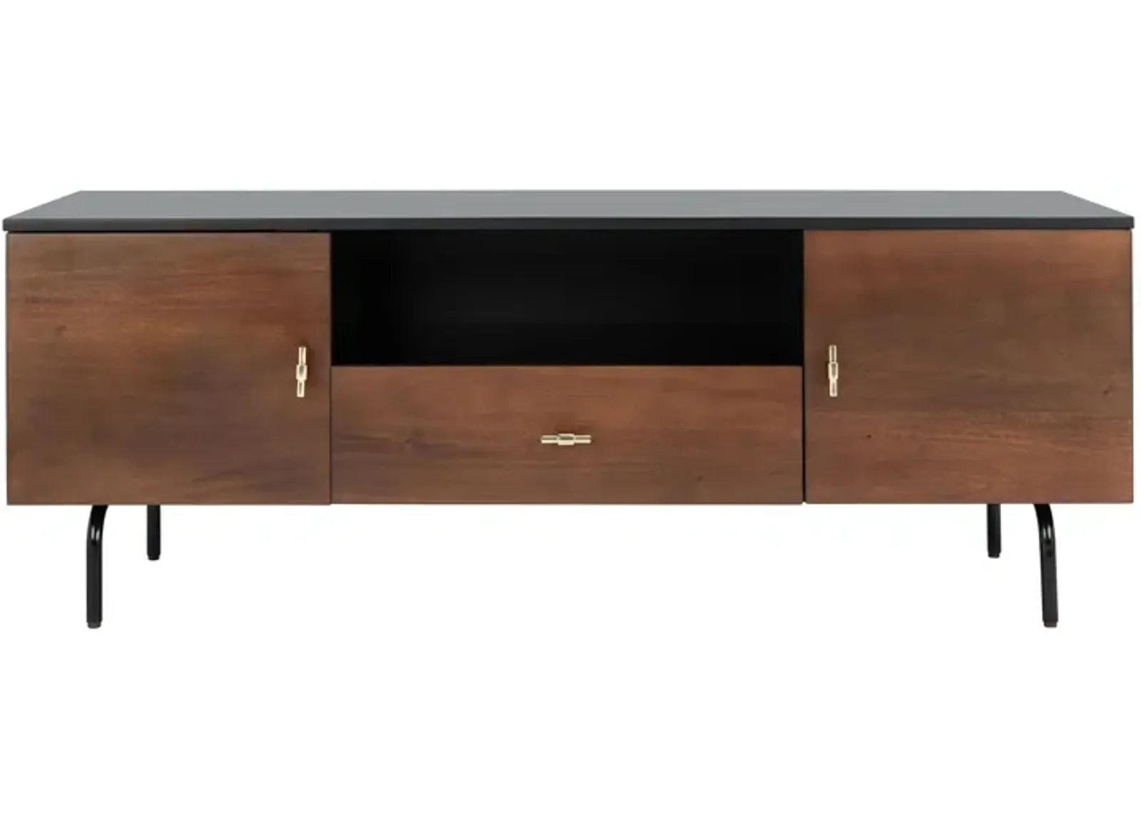 Oakley Media Stand in Black / Walnut by Safavieh