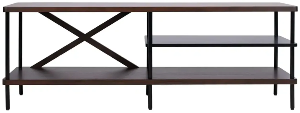 Industrial Media Stand in Walnut / Black by Safavieh