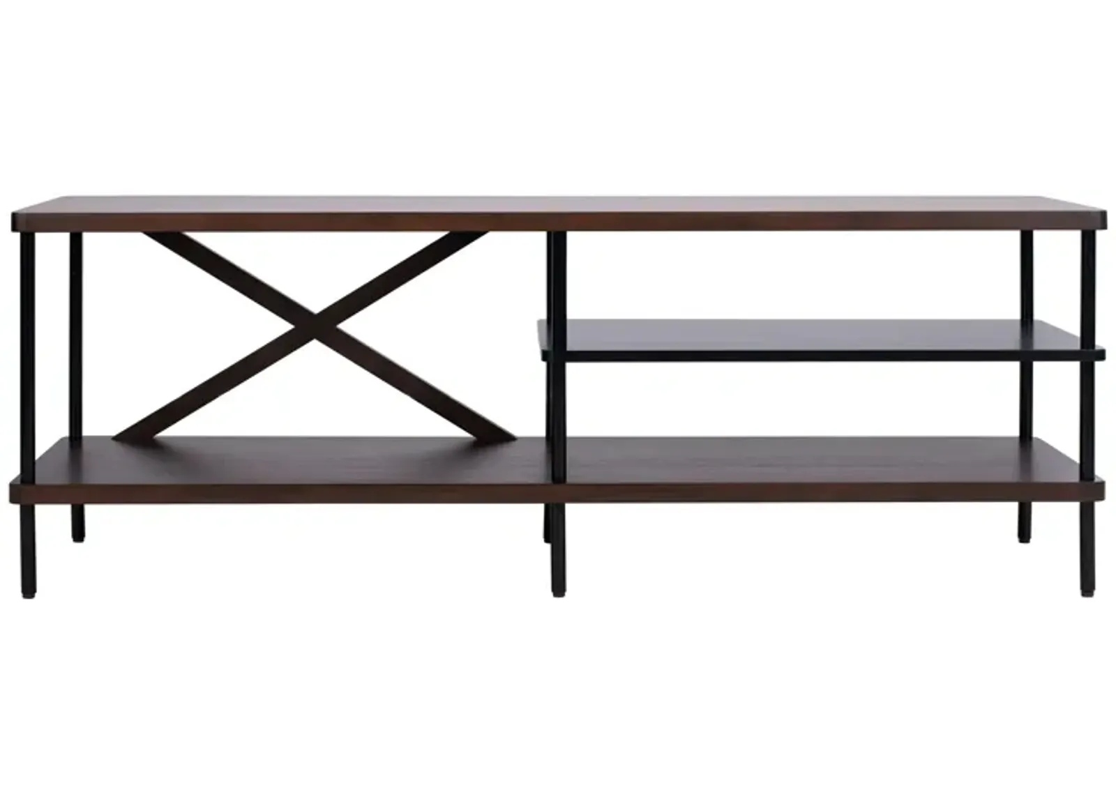 Industrial Media Stand in Walnut / Black by Safavieh