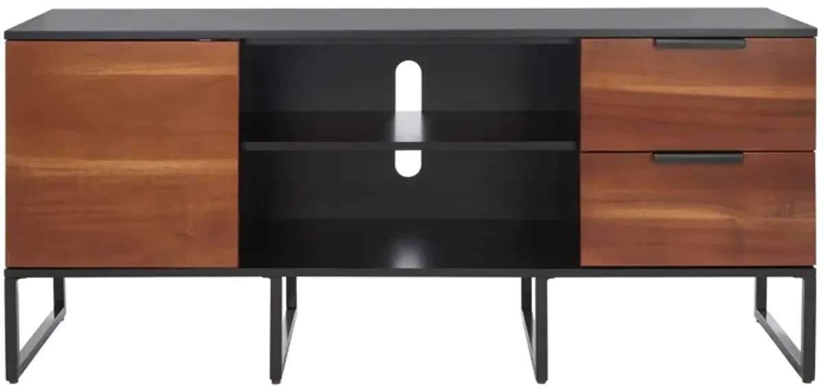 Vance Media Stand in Black / Brown by Safavieh