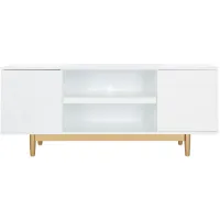 Kit Media Stand in White / Gold by Safavieh