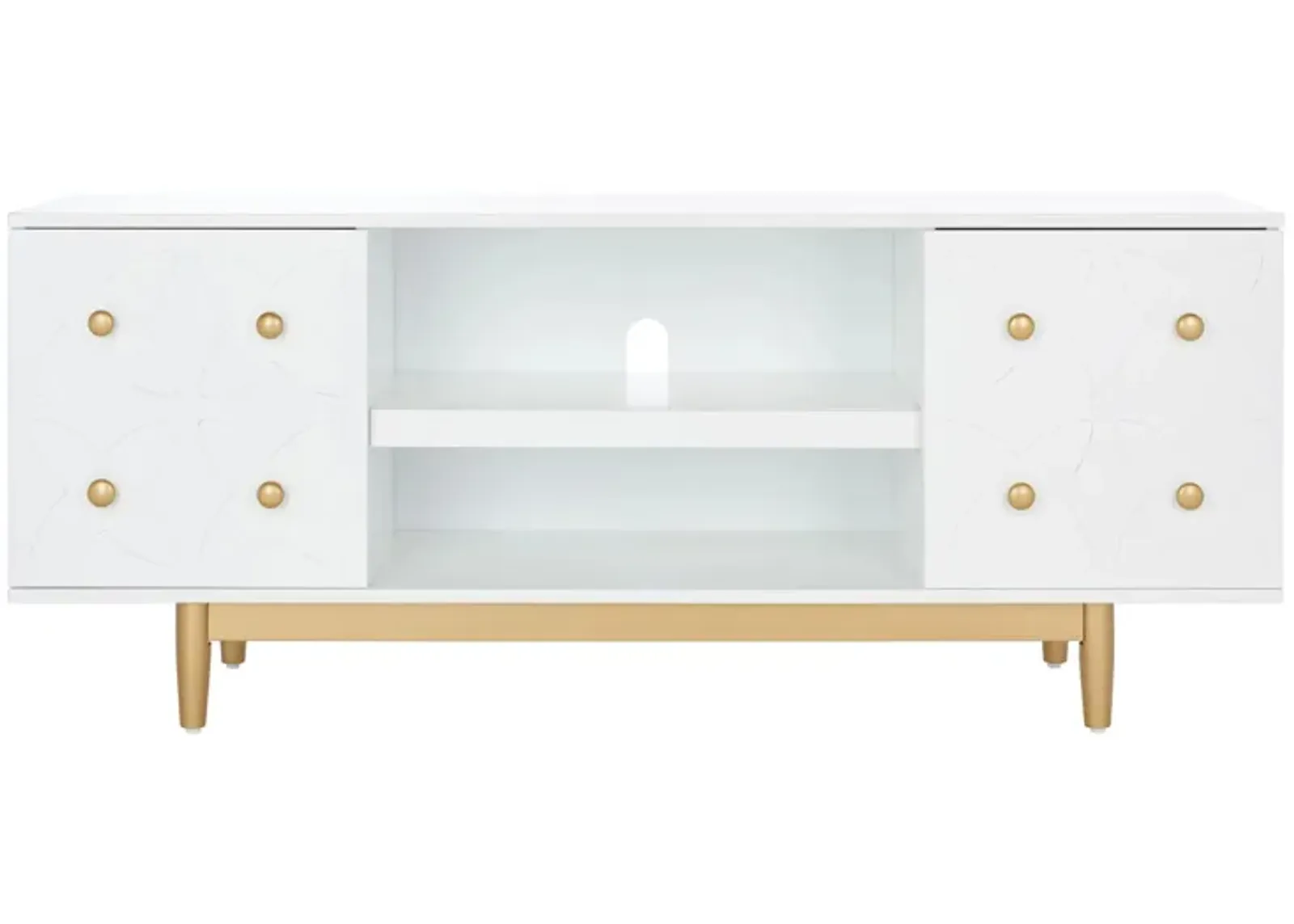 Ottoline Media Stand in White / Gold by Safavieh