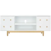 Ottoline Media Stand in White / Gold by Safavieh