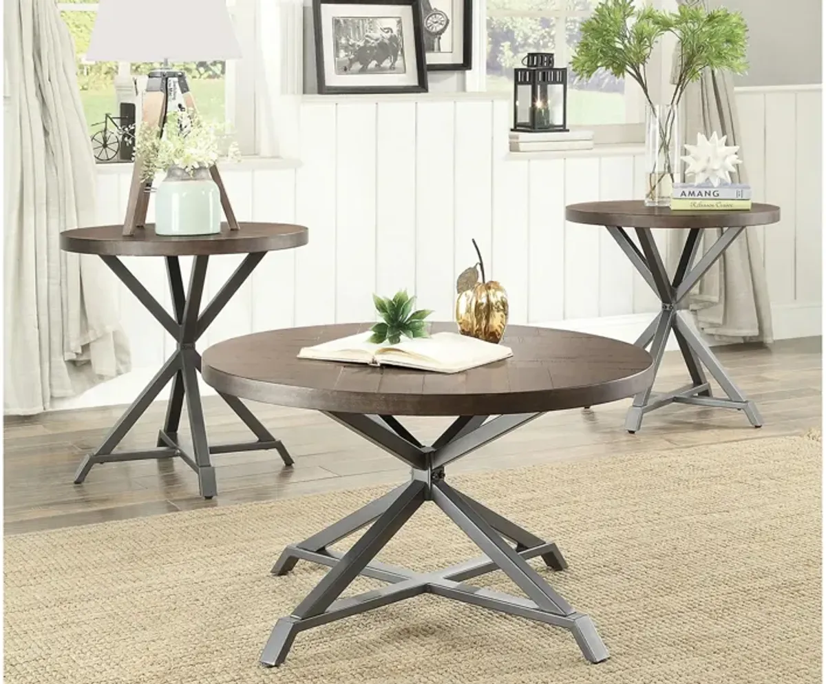 Pratt 3-pc. Table Set in Light Brown by Homelegance