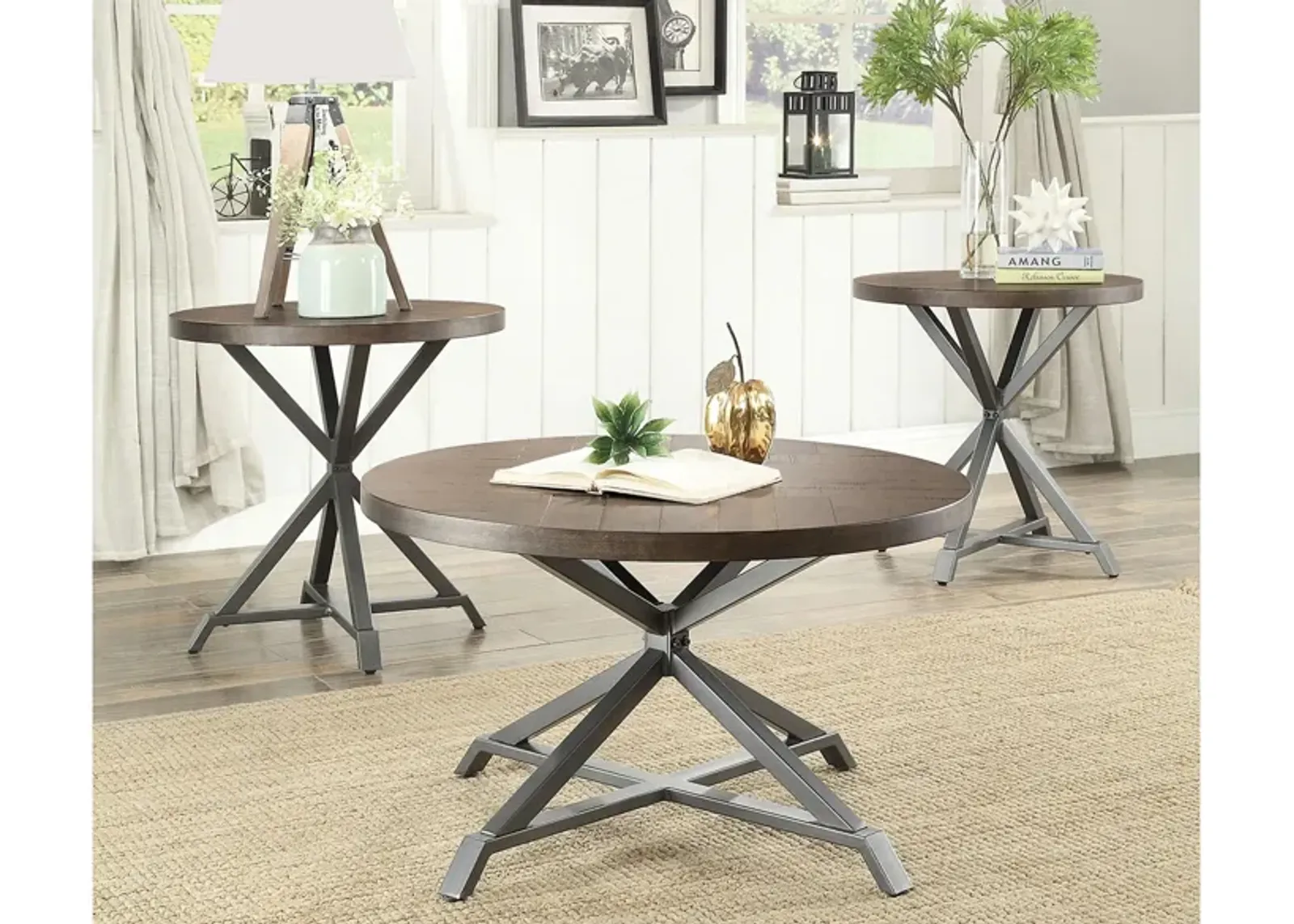 Pratt 3-pc. Table Set in Light Brown by Homelegance