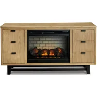 Freslowe TV Stand & Electric Fireplace in Light Brown/Black by Ashley Express
