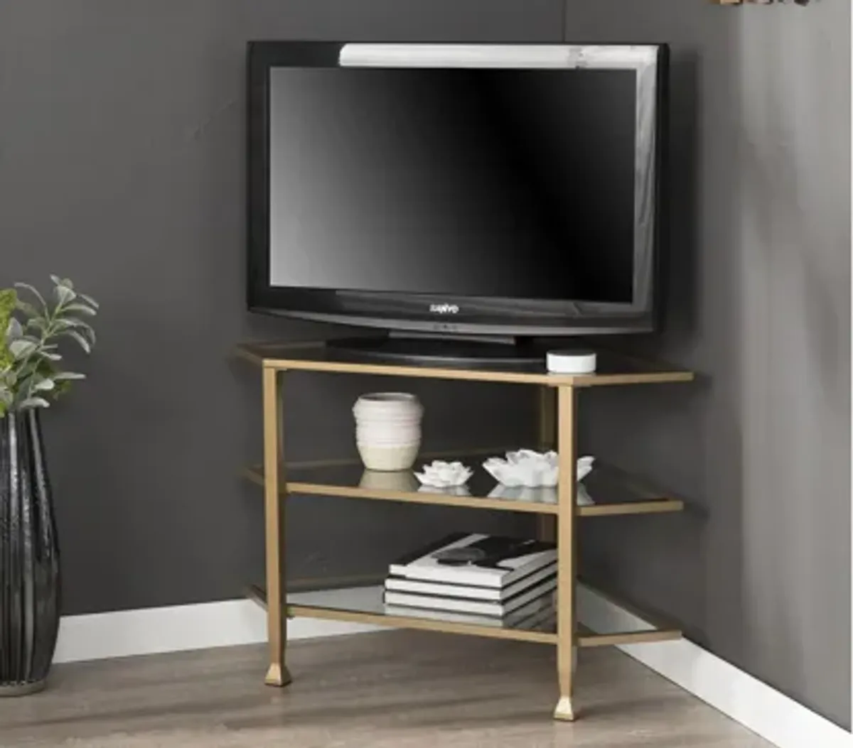 Bexley Metal/Glass Corner Tv Stand