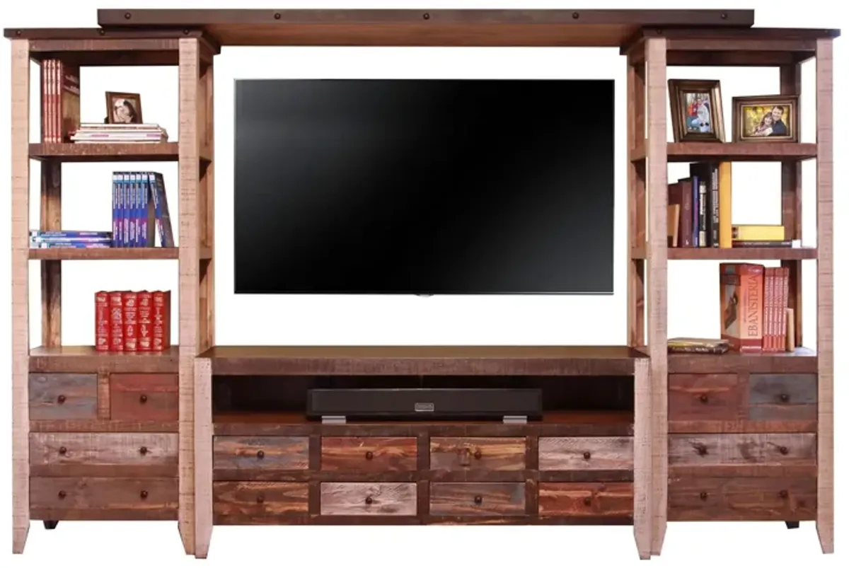 Antique 4-pc. Entertainment Center w/ 68" TV Console in Antique Multicolor by International Furniture Direct