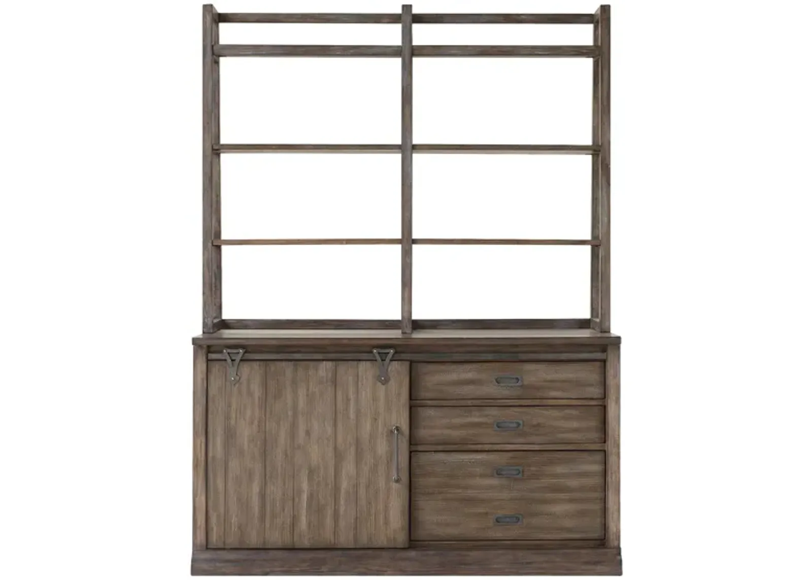 Wyatt Computer Credenza and Hutch in Rustic Saddle by Liberty Furniture