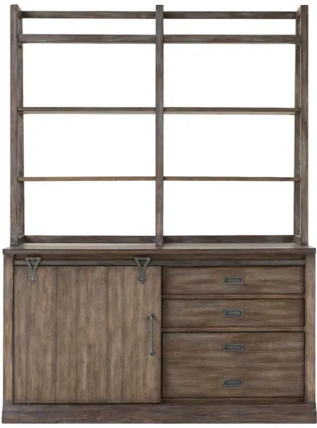 Wyatt Computer Credenza and Hutch in Rustic Saddle by Liberty Furniture