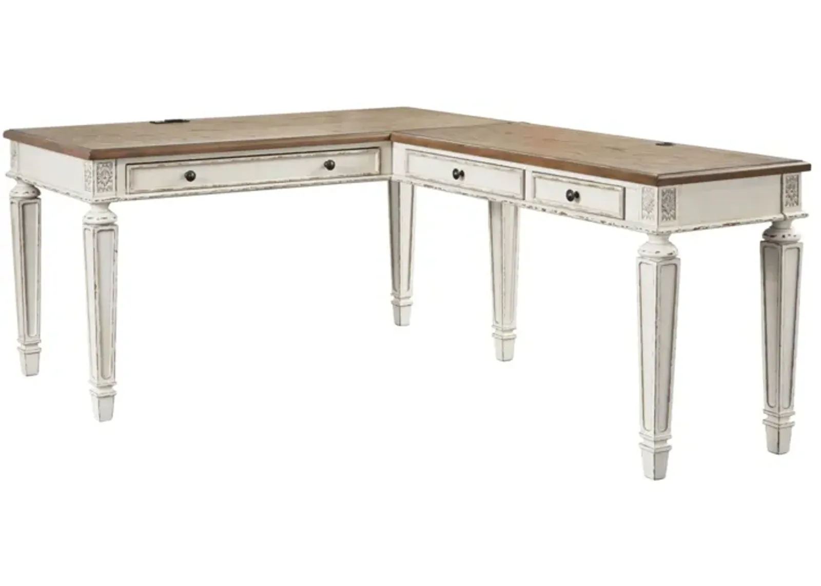 Libbie L-Desk in White/Brown by Ashley Express