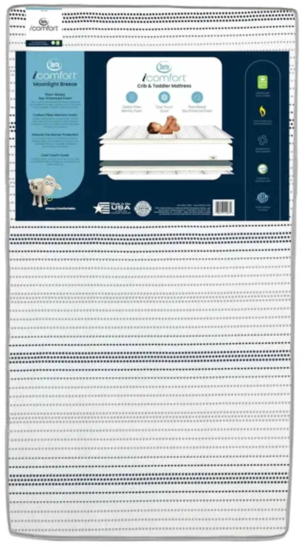 Serta iComfort Moonlight Breeze 2-Stage Plant-Based Foam Crib and Toddler Mattress by Delta Children in White by Delta Children