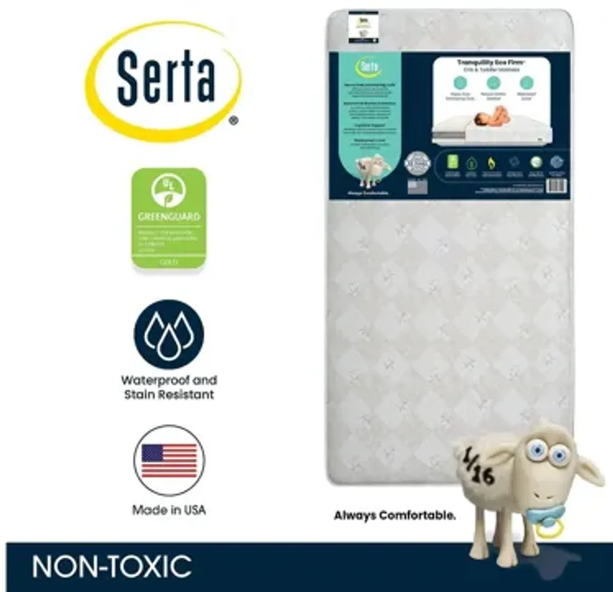 Serta Tranquility Eco Firm 2-Stage Premium Innerspring Crib and Toddler Mattress by Delta Children