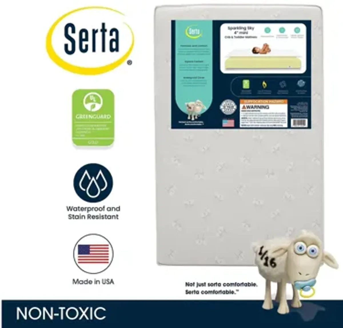 Serta Sparkling Sky 4-inch Mini/Portable Crib Mattress by Delta Children