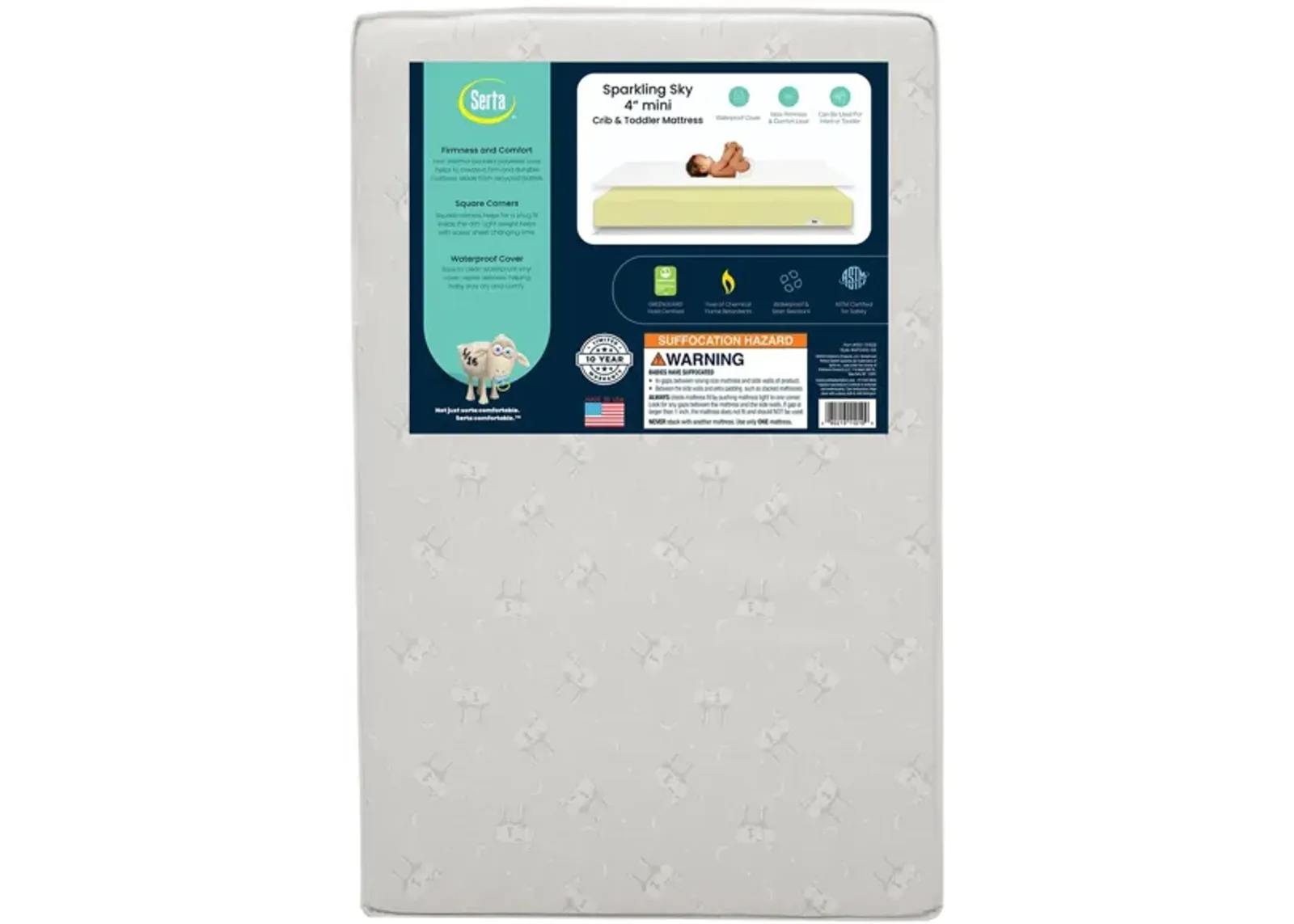 Serta Sparkling Sky 4-inch Mini/Portable Crib Mattress by Delta Children in White by Delta Children