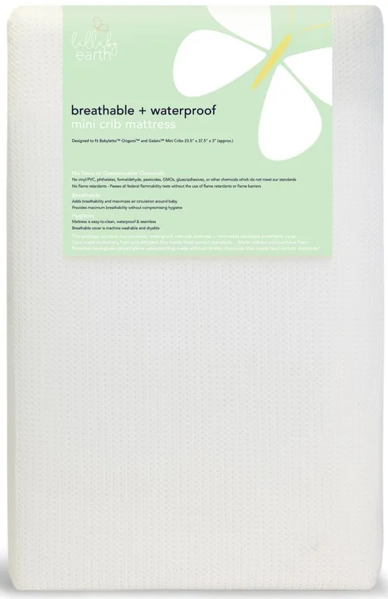 Lullaby Earth Breathe Safe Mini Crib Mattress in White by Naturepedic