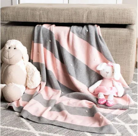 Bubble Baby Blanket in Gray & Pink by Safavieh