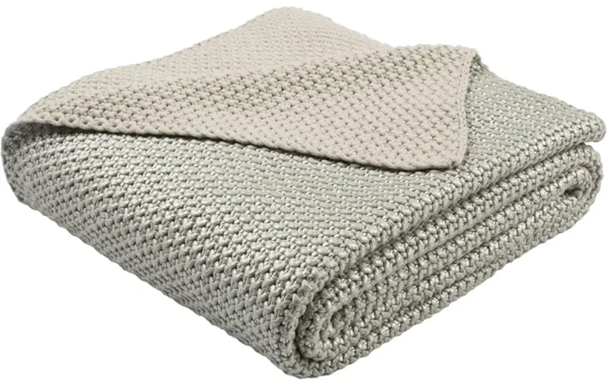 Tickled Grey Knit Throw by Safavieh