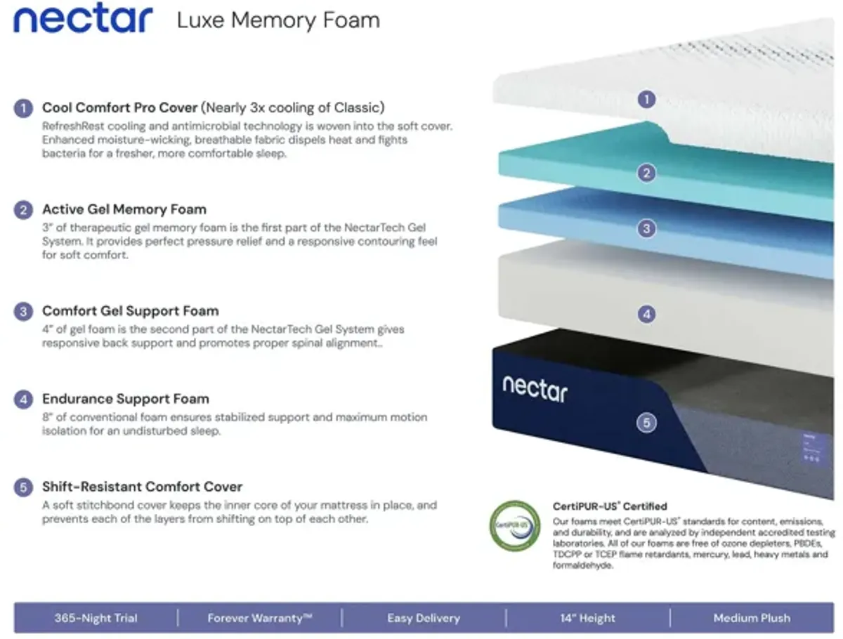 Nectar Luxe Medium Memory Foam Mattress