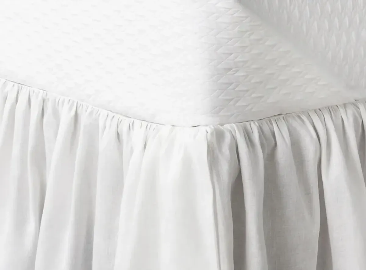 Peyton Ruffle King Bed Skirt in White by Surya