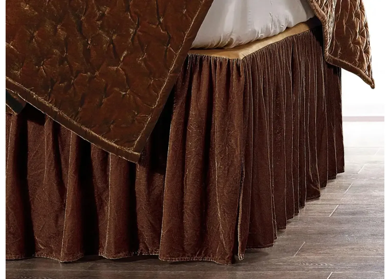 Youngmee Bed Skirt in Copper Brown by HiEnd Accents