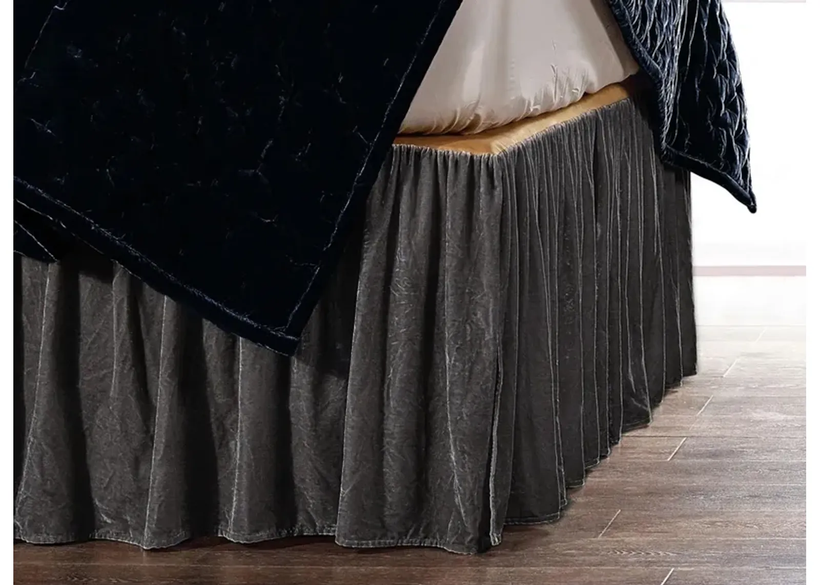 Youngmee Bed Skirt in Slate by HiEnd Accents