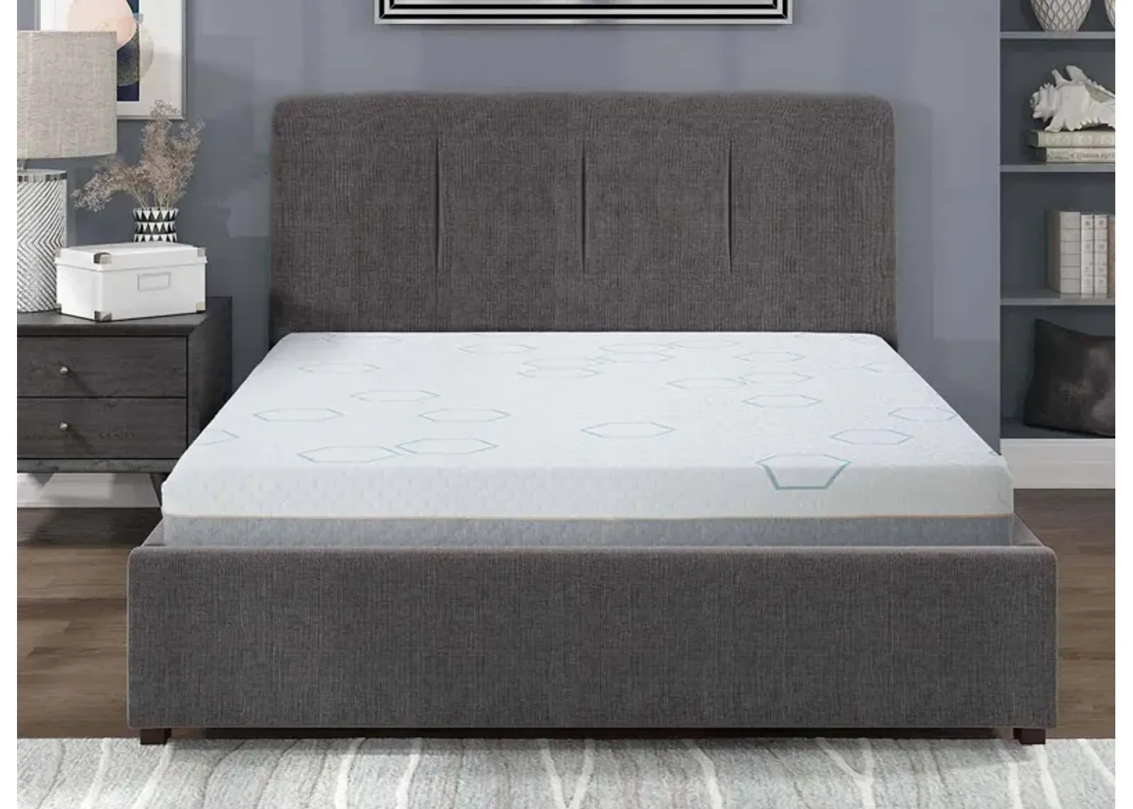 Neleh 8'' Copper-Infused Memory Foam Mattress in White & Gray by Bellanest