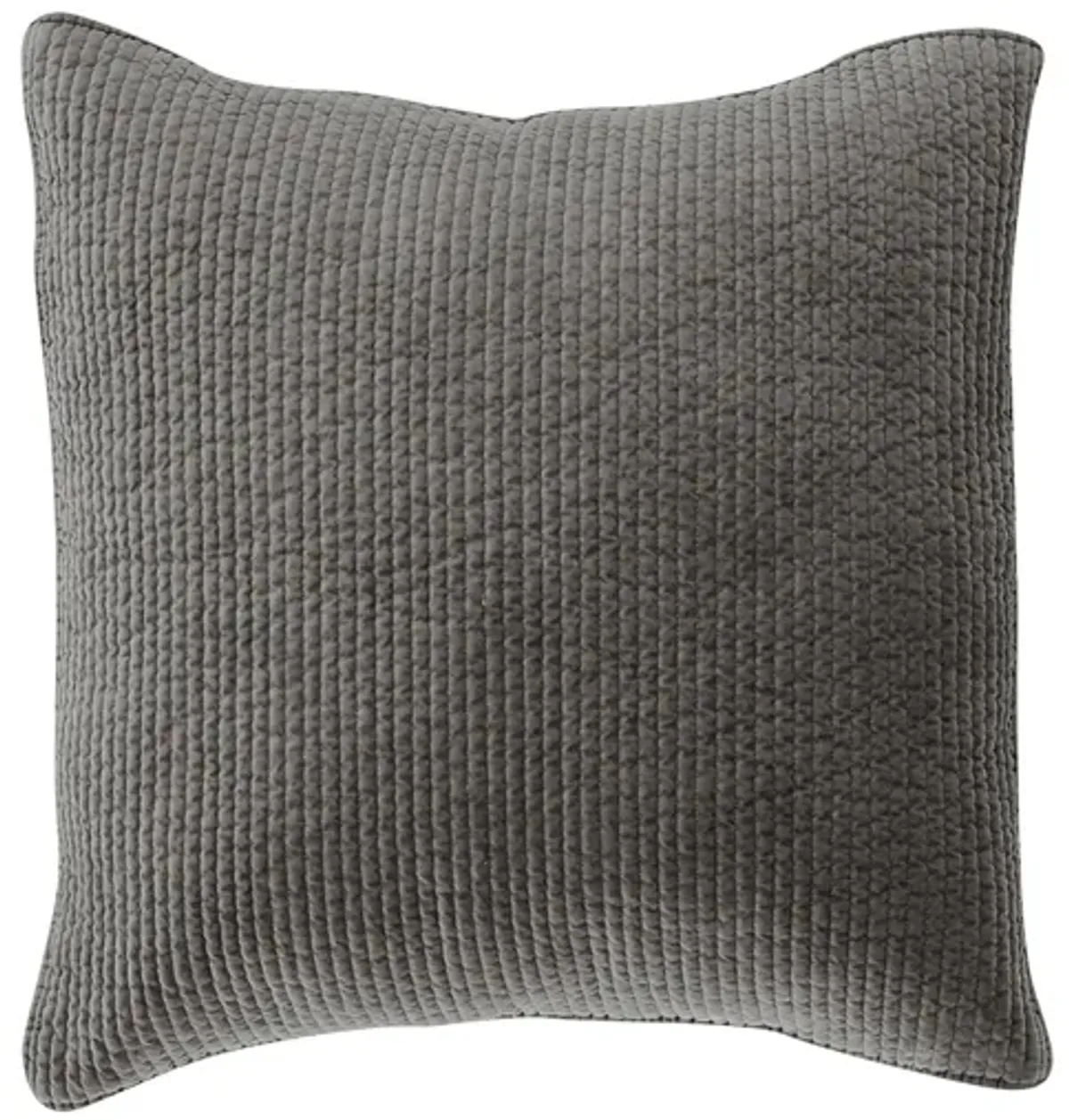 Stonewashed Cotton Velvet Quilted Sham in Gray by HiEnd Accents