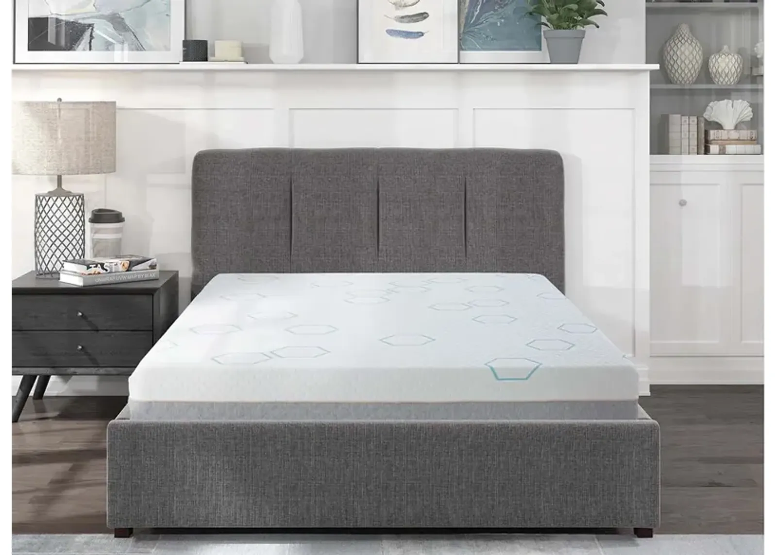 Neleh 10'' Copper-Infused Memory Foam Mattress in White & Gray by Bellanest