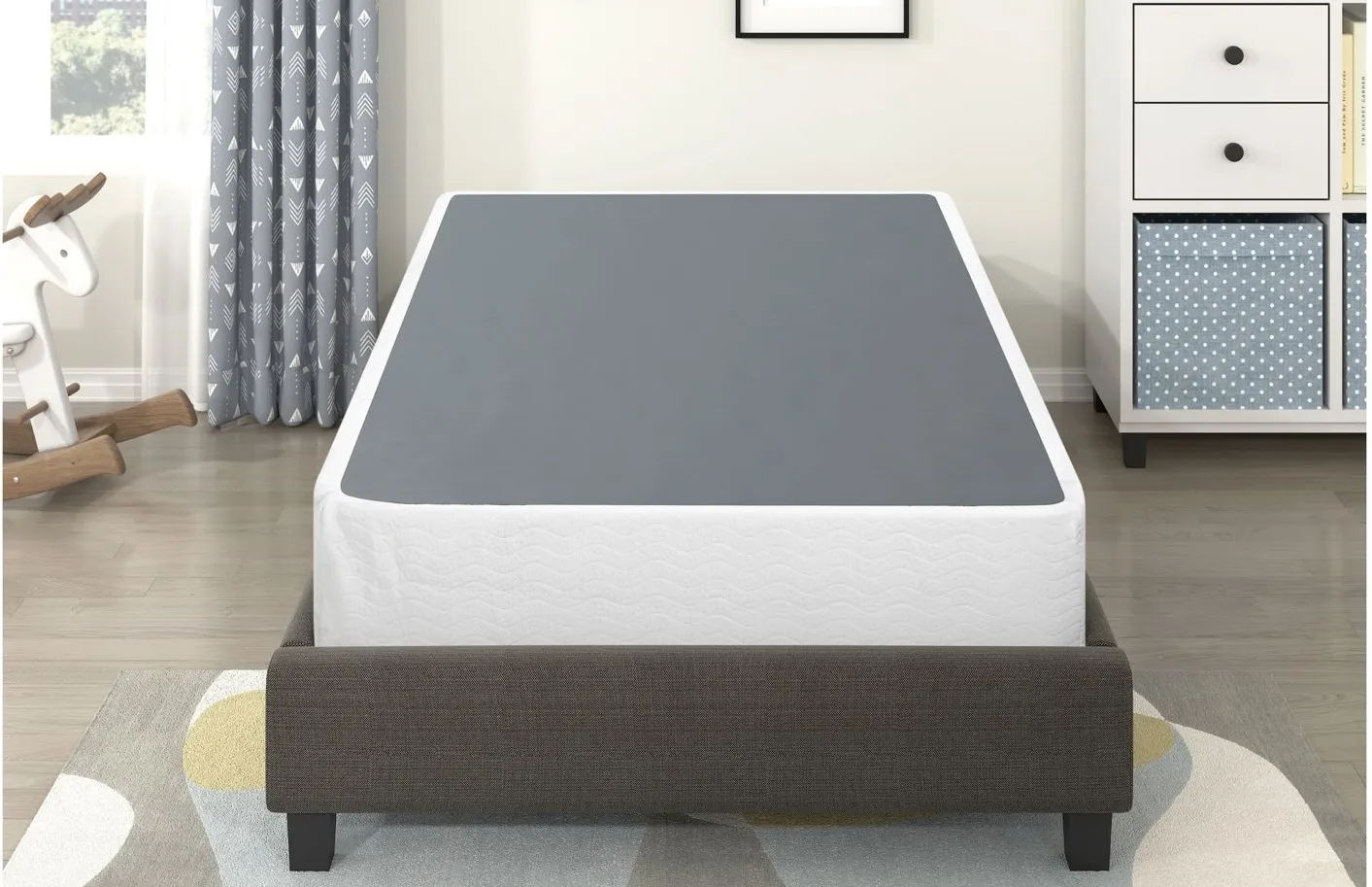 Noura Mattress Foundation W/ White Cover in Gray by Bellanest