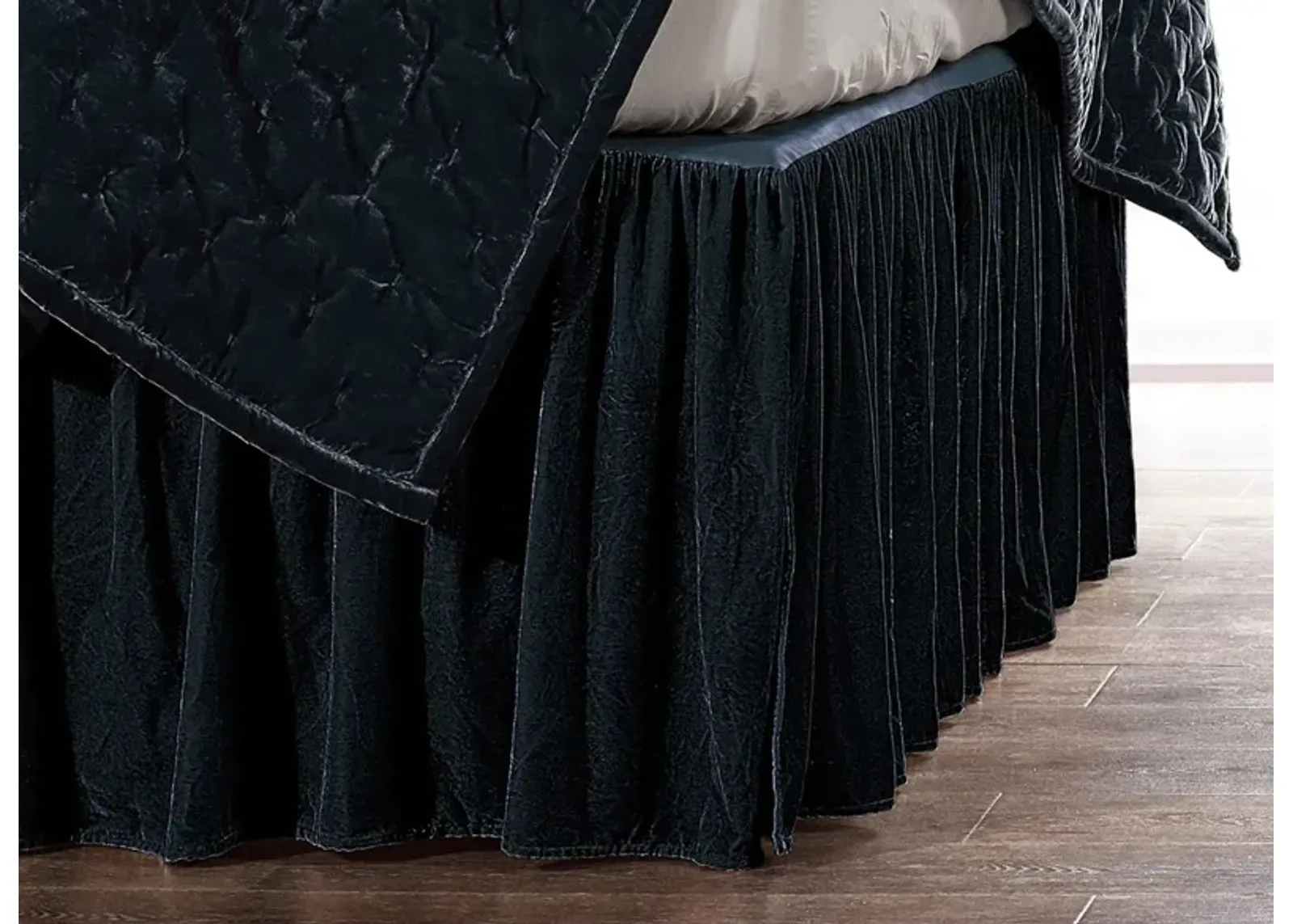 Youngmee Bed Skirt in Midnight Blue by HiEnd Accents