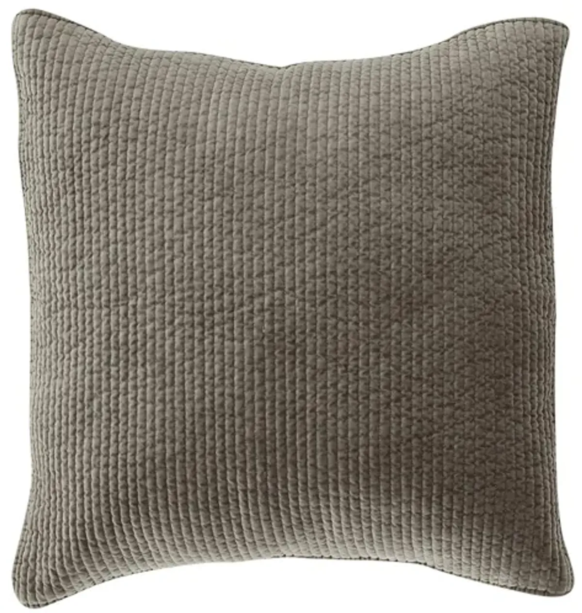 Stonewashed Cotton Velvet Quilted Sham in Taupe by HiEnd Accents