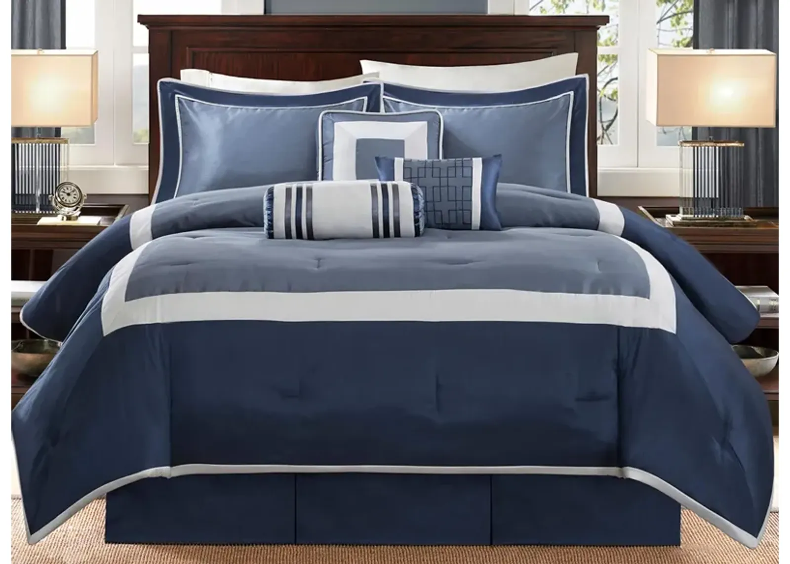 Genevieve 7-pc. Comforter Set in Navy by E&E Co Ltd